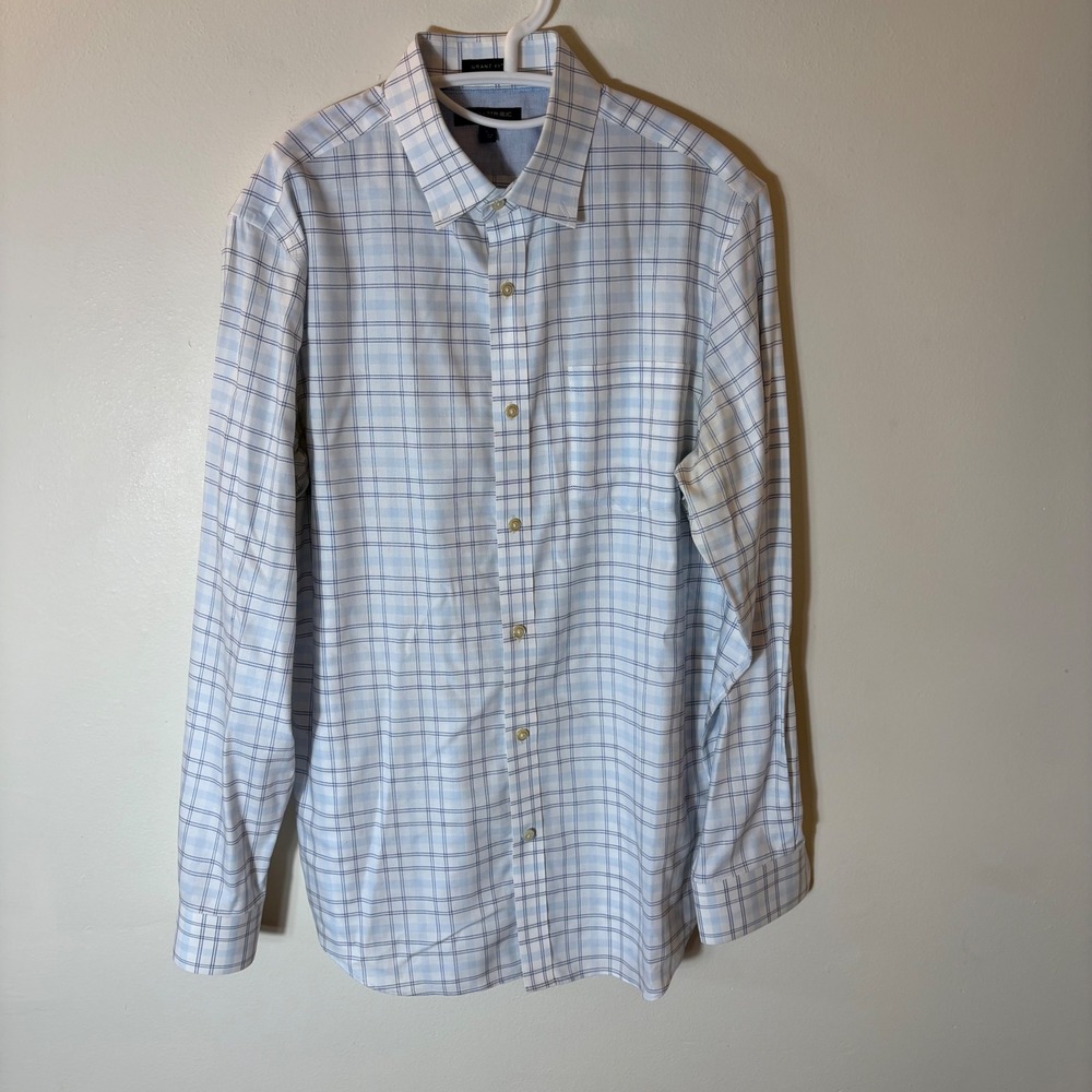 Banana Republic Grant Fit Non Iron Checkered Dress Shirt‎ Mens Size Large